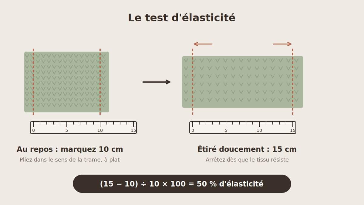 Comment mesurer le pourcentage d'élasticité d'un tissu maille avec une règle